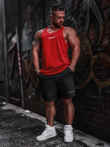 Fast-Dry Bodybuilding Workout Stringer - Red Canada Logo