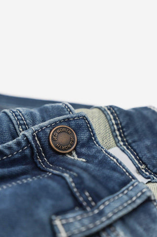 Men's Premium Fitted Stretchy Jeans - Knee Ripped Blue - Jed North Canada